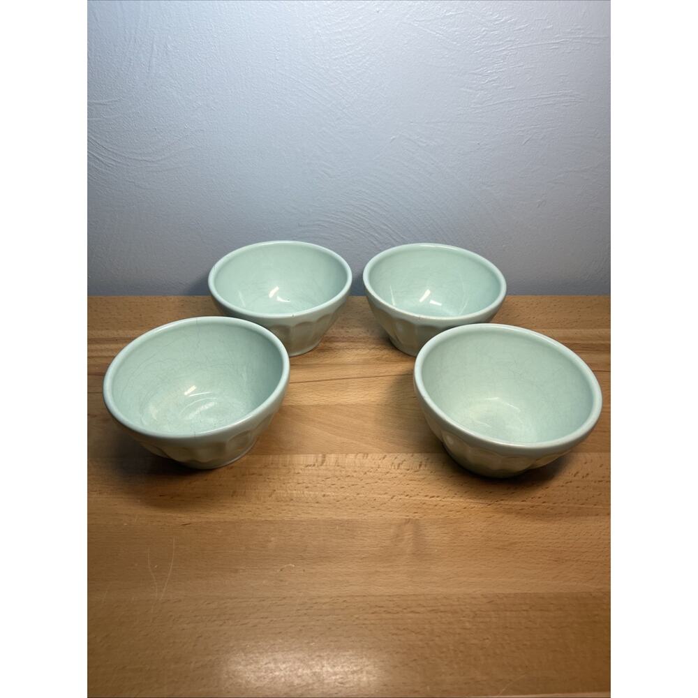Anthropologie Biscuit Latte 5.5” Teal Aqua Cereal Soup Bowl Portugal - Set Of 4